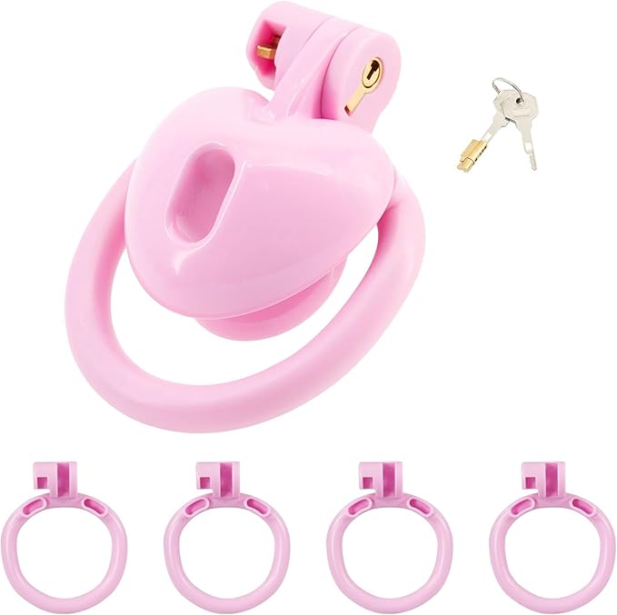Inverted Chastity Cage with Invisible Lock Sex Toys Cock Cage with 4 Different Sized Rings Sissy Chastity Devices Chasity Cage for Man Penis Bondage Negative Chastity Cage