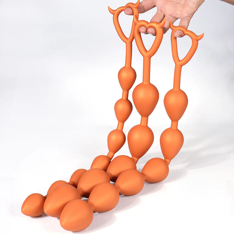 Devil - With Pull Loop Anal Beads - 7 Big Beads Butt Plug - Deep Stimulation Anal Sex Toy
