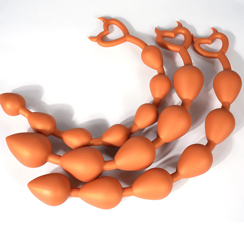Devil - With Pull Loop Anal Beads - 7 Big Beads Butt Plug - Deep Stimulation Anal Sex Toy