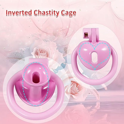 Inverted Chastity Cage with Invisible Lock Sex Toys Cock Cage with 4 Different Sized Rings Sissy Chastity Devices Chasity Cage for Man Penis Bondage Negative Chastity Cage