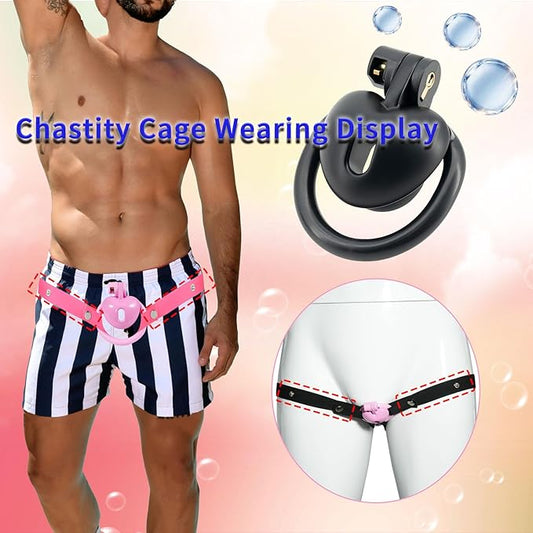 Inverted Chastity Cage with Invisible Lock Sex Toys Cock Cage with 4 Different Sized Rings Sissy Chastity Devices Chasity Cage for Man Penis Bondage Negative Chastity Cage