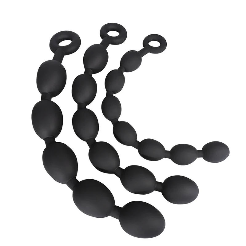 Silicone Anal Beads - 3 Sizes Anal Balls - Anal Chain with a Pull Ring