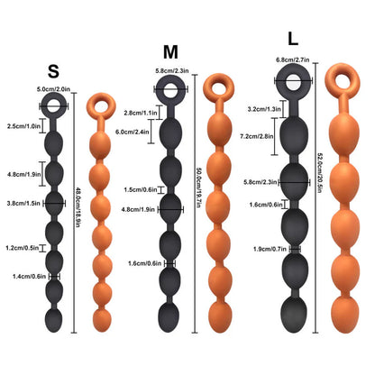 Silicone Anal Beads - 3 Sizes Anal Balls - Anal Chain with a Pull Ring