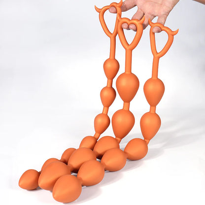 Devil - With Pull Loop Anal Beads - 7 Big Beads Butt Plug - Deep Stimulation Anal Sex Toy